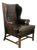 Vintage Baker Furniture Georgian Style Brown Leather Wingback Armchair For Sale