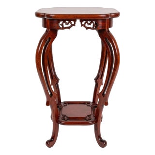 Mid-Century Chinoiserie Drinks Table, Plant Stand, Hand-Carved Rosewood, 1950s For Sale