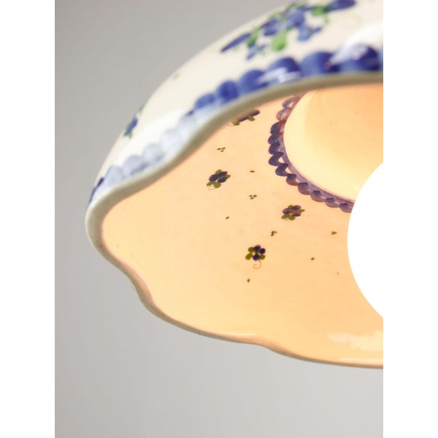 Mid-Century Modern Vintage Hand-Made Ceramic and Brass Pendant Lamp For Sale - Image 3 of 18