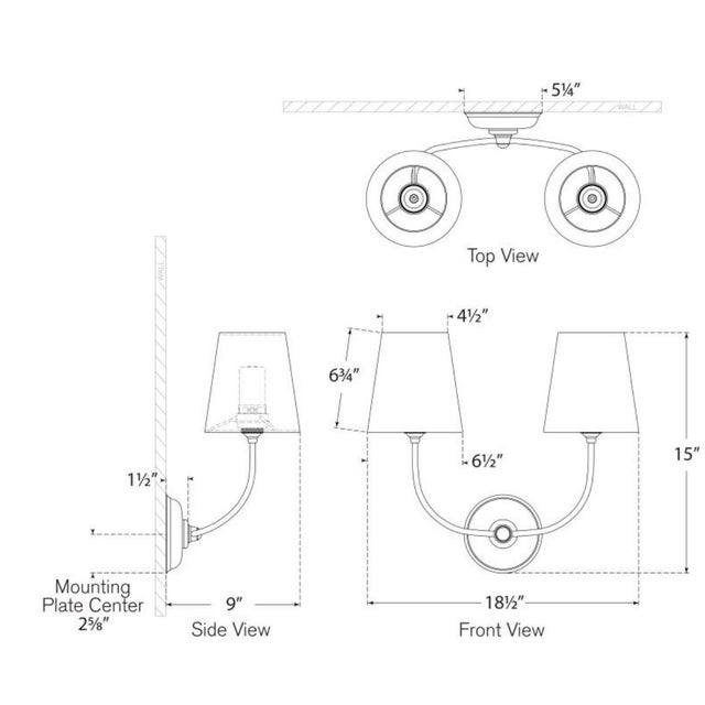 Thomas O'Brien for Visual Comfort Signature Vendome 16" Cordless Double Sconce in Polished Nickel with Linen Shades For Sale - Image 10 of 11
