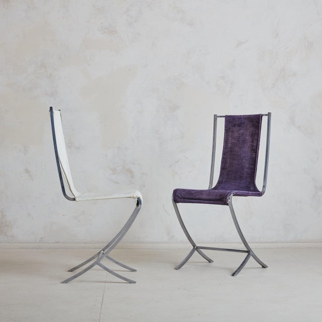 Pierre Cardin Set of 6 Chrome Dining Chairs Attributed to Pierre Cardin for Maison Jansen, France 1970s For Sale - Image 4 of 11