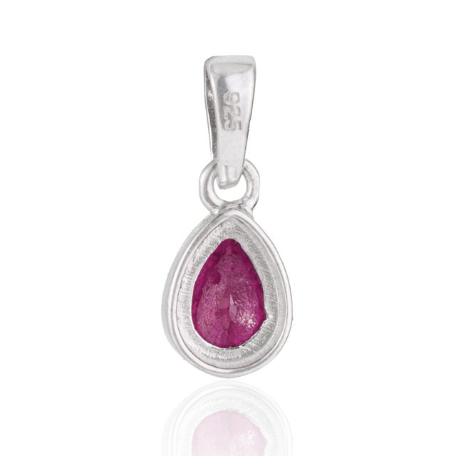 Not Yet Made - Made To Order Dainty Pear Cut 0.82 Ct Ruby Bezel Set Solitaire Pendant in 925 Sterling Silver For Sale - Image 5 of 12