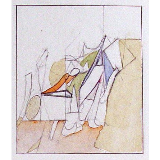 Contemporary Late 20th Century Abstract Study in Muted Neutrals Watercolor Painting For Sale - Image 3 of 6
