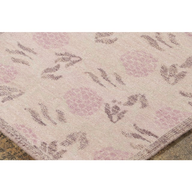 Contemporary Contemporary Block Print Floral Wool Runner by Rug & Kilim, India For Sale - Image 3 of 8