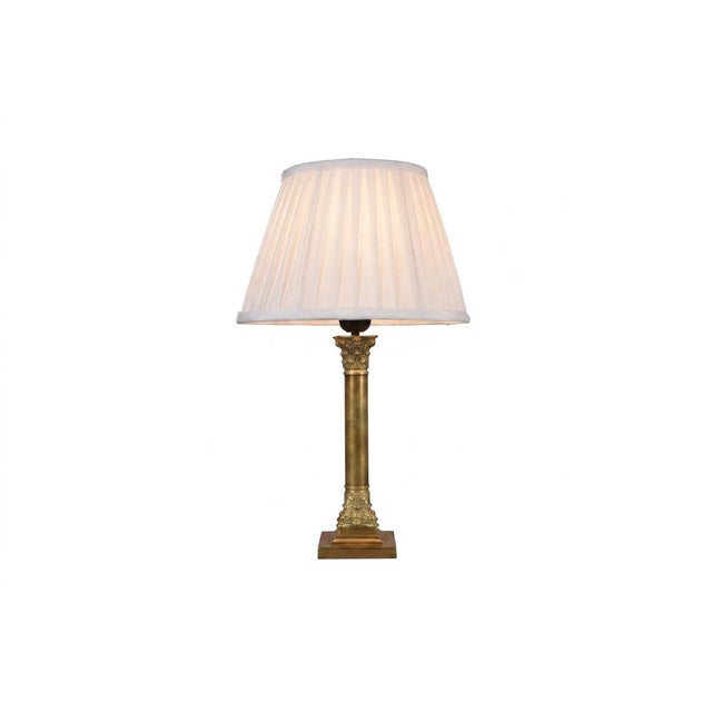 NeoclassicalBrass Classical Column Table Lamp with Ornate Capital and Square Pedestal, Europe, 1950s For Sale - Image 17 of 17