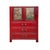 Brick Red Vintage Oriental Red Beige People Scenery Graphic Storage Cabinet For Sale - Image 8 of 14