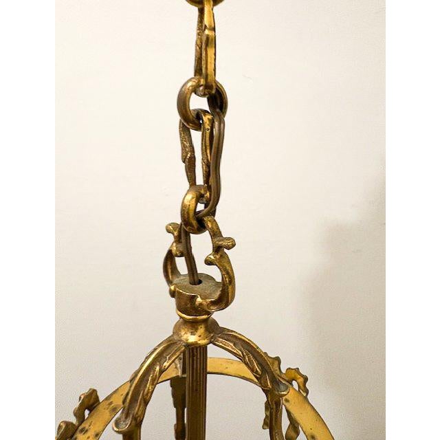 Early 20th Century Early 20th Century Two-Light Brass Lantern With Bow Details For Sale - Image 5 of 7