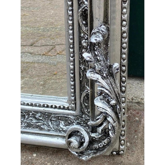 Silver 1970s French Artisan Louis XVI Silver Beech Wall Mirror For Sale - Image 8 of 10