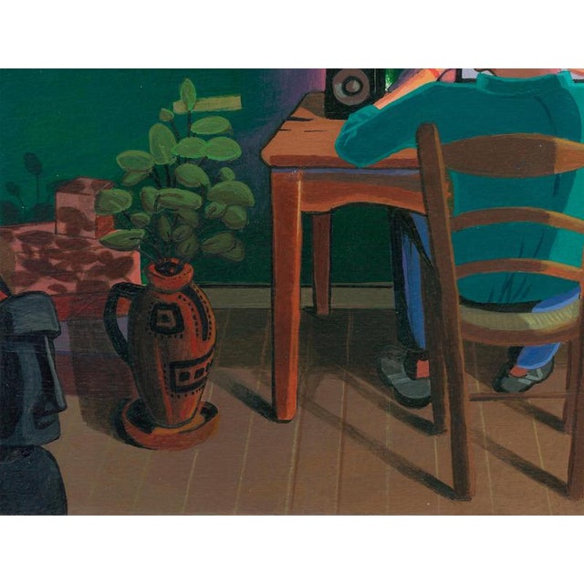 Early 21st Century Acrylic Painting on Paper with Interior Scene and Mirror Reflection, 2021, Framed For Sale - Image 5 of 12