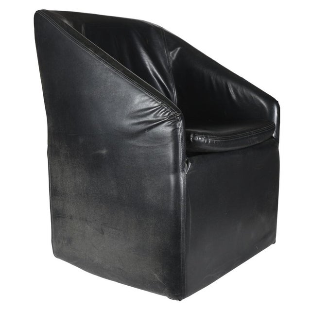 Italian Black Leatherette Armchair, 1980s For Sale - Image 9 of 10