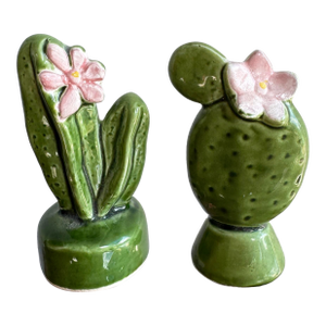Vintage Ceramic Cactus Salt and Pepper Shakers- A Pair