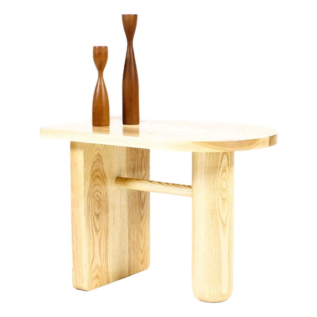 Custom Modernist Rectangular Side End Table — Ventana — Ash + White Oak For Sale