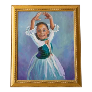 1940s Original Portrait Oil Painting, Dancer