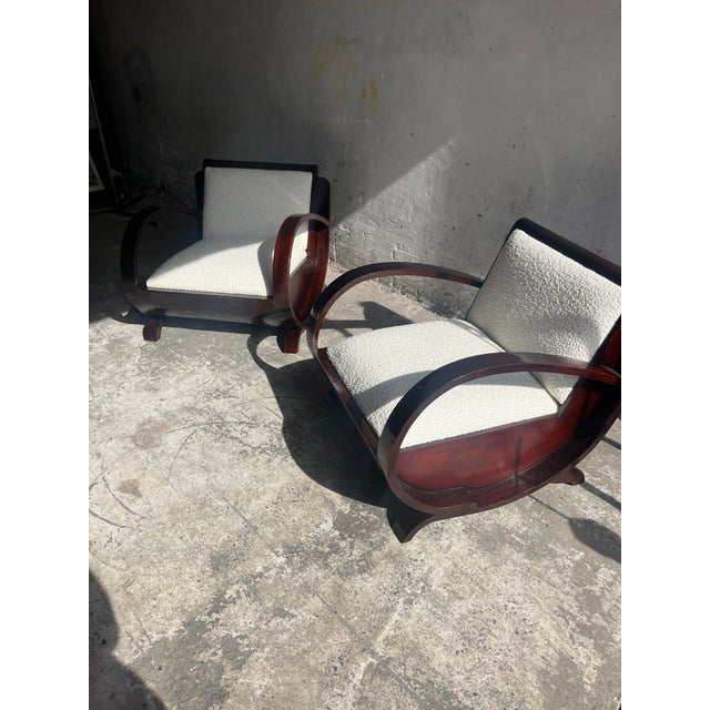 Art Deco Club Chairs in Curved Wood, Set of 2 For Sale - Image 4 of 9