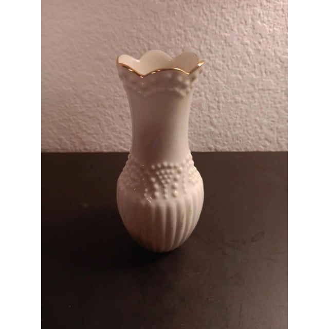 American 1980s Lenox Usa Fine Porcelain Beaded Ornate Bud Vase For Sale - Image 3 of 5