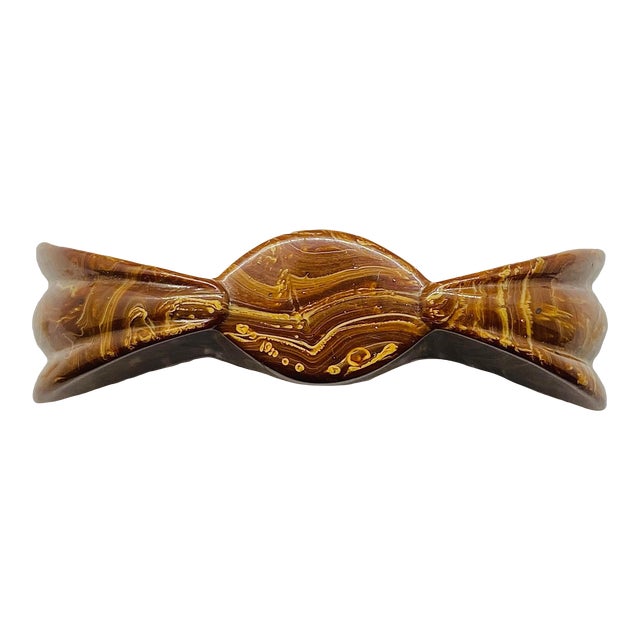 1940s Brown Marbled Cabinet Drawer/Furniture Pull For Sale