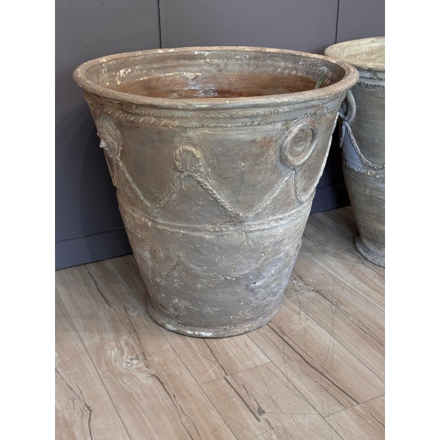 Pair of 19th Century Neapolitan Terracotta Garden Pots With Masks and Swags For Sale - Image 11 of 12