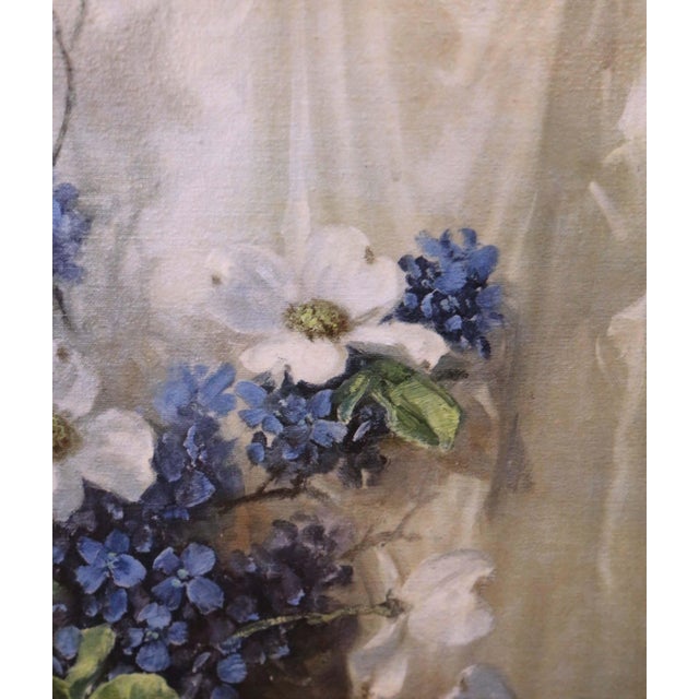 Blue Floral Still Life Giclee With Dogwood Blossoms & Blue Hydrangeas by A. D. Greer For Sale - Image 8 of 11