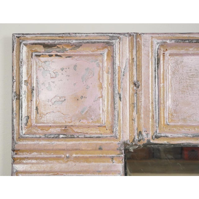 Handcrafted Antique Pink Tin Ceiling Square Mirror 46 X 46 In. For Sale - Image 4 of 6