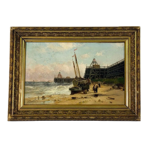 Late 19th Century French Oil Painting of "Port De Peche a Maree Basse"