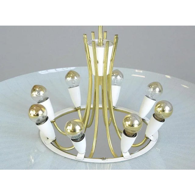 Large Mid-Century Modern Brass and Glass Pendant Light, 1960s For Sale - Image 11 of 13