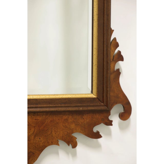 Late 20th Century Chippendale Style Burl Walnut Wall Mirror For Sale In Charlotte - Image 6 of 10