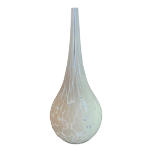 Vintage Hand-Blown White Art Glass Vase, Christmas Snow Fall Look Possibly Murano