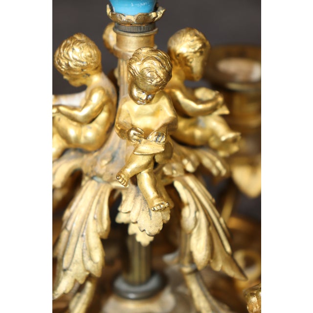 Bronze 19th Century French Bronze Ormolu and Porcelain Figural Desk Lamp For Sale - Image 8 of 8