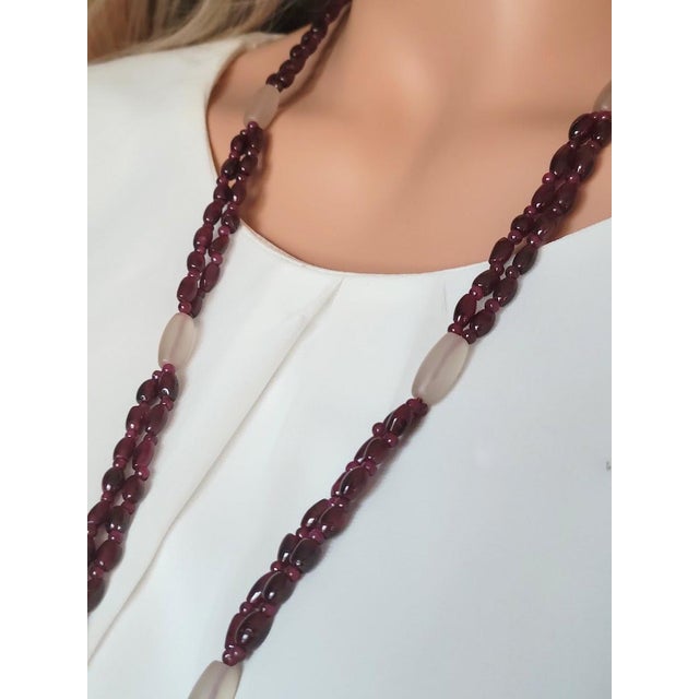 Metal 18th Century Artifact Mogul Estate Rock Crystal Ram Head Amulet and Garnet Beads Necklace For Sale - Image 7 of 10