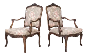 Pair of 18th Century French Louis XV Period Carved Walnut Fauteuils