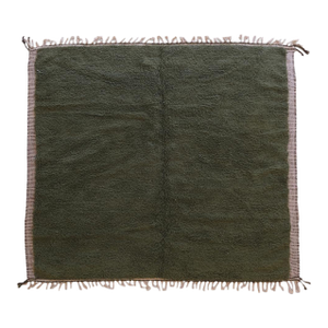 Solid Green Moroccan Rug - 10 X 9.3 Ft