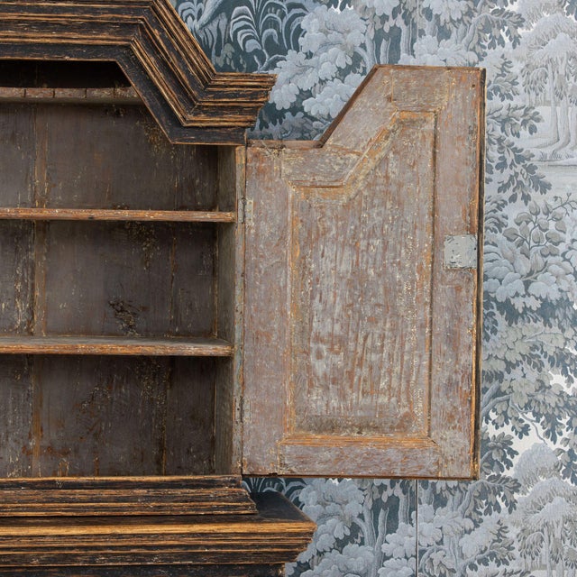 18th Century Swedish Baroque Period Cabinet in Original Paint With Bear Paw Feet For Sale In Wichita - Image 6 of 18