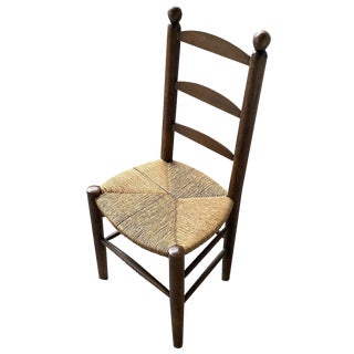 Rustic Oak Straw Chair, 1950s For Sale