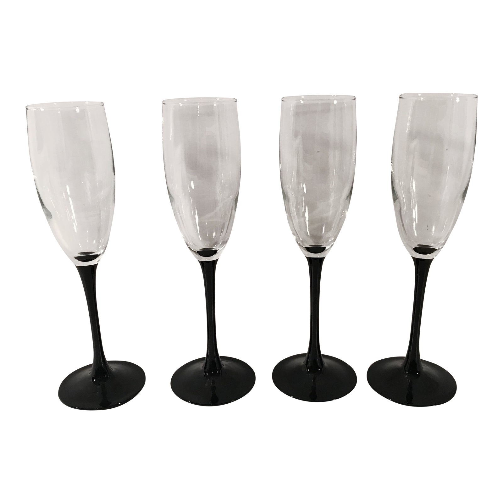 Vintage Black Stem Wine Glasses Set of 4 Chairish