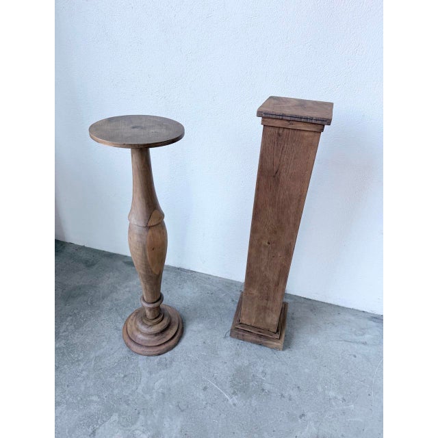Wooden Column Pedestal Tables, 1950, Set of 2 For Sale - Image 10 of 18