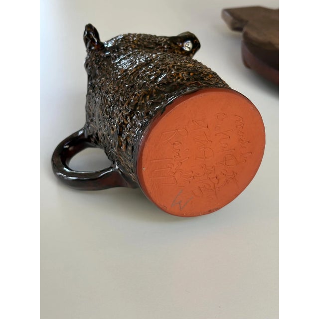 Sculpture Materials 1997 Signed Ned Foltz Redware Lamb Pitcher, Mint Condition For Sale - Image 7 of 7