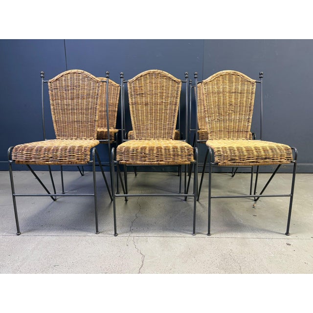 Gray Wicker Chairs from Frederick Weinberg, 1960s, Set of 6 For Sale - Image 8 of 10