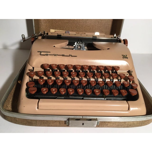 Mid-Century Modern Vintage Tower Tabulator Typewriter with Case & Key For Sale - Image 3 of 13