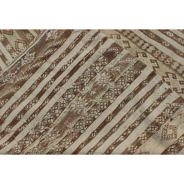 Vintage Turkish Kilim With Soft Taupe, Ivory, and Faded Pink Tribal Motifs For Sale - Image 12 of 13