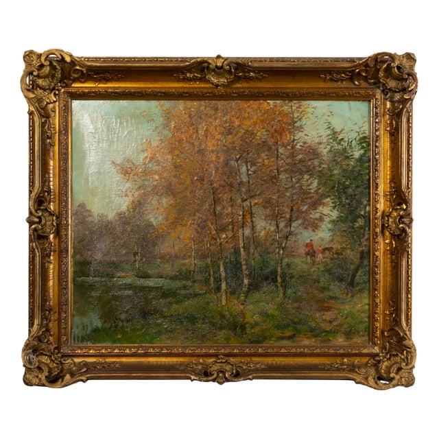 Autumn Fox Hunting, 20th Century, Oil on Canvas, Framed For Sale