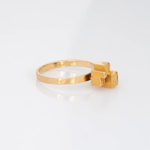 Modern Lapponia Cube Ring Vintage 18k Yellow Gold Björn Weckström Finland Jewellery 6.25 size 6.25 For Sale - Image 3 of 7