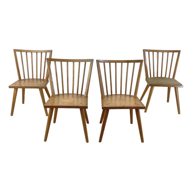 Four Mid-Century Conant Ball Dining Chairs Attr. Leslie Diamond For Sale