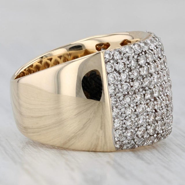 1.40ctw Pave Diamond Ring 14k Yellow Gold Size 7.25 Cocktail For Sale - Image 4 of 8