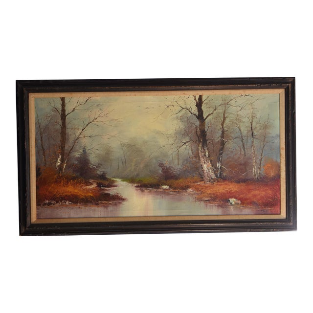 19th Century Whispers of Autumn's Embrace Oil on Canvas by T.Kent, Framed For Sale