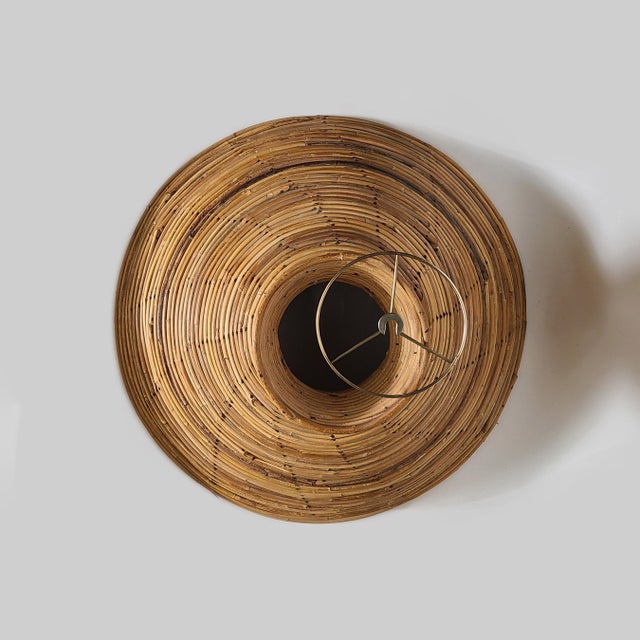 Boho Chic Mid 20th Century Monumental Coastal Pencil Reed Table Lamp Shade For Sale - Image 3 of 8