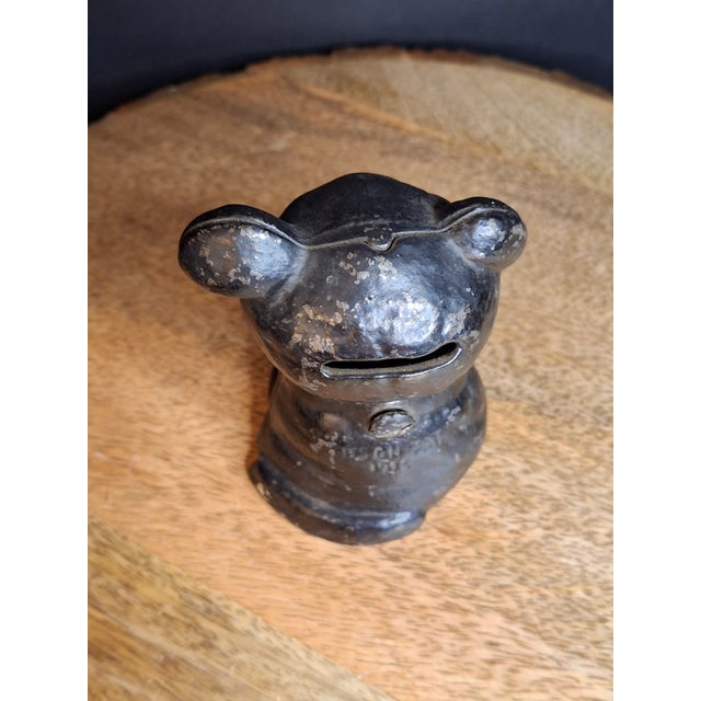 Rare Black Colorway Antique Hubley Cast Iron Fido Dog Still Bank 1904 Orig Paint For Sale - Image 9 of 18