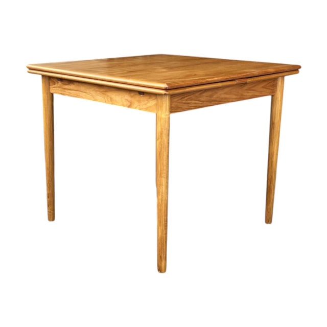 1960s Danish Modern Teak Extendable Dining Table With 2 Leaves, Square Top & Tapered Legs For Sale - Image 11 of 15