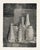 Still life etching by Doris Ann Warner (American, 1925-2010). Several ornate bottles are arranged on a shelf. There is a...