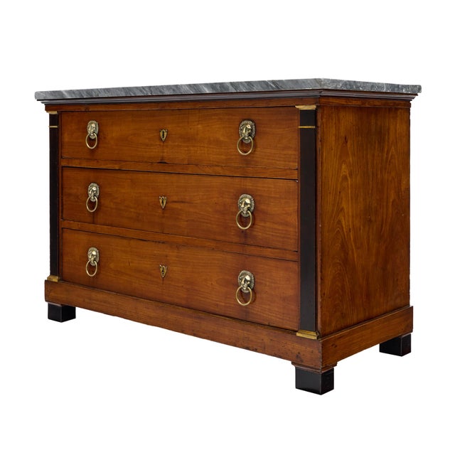 Consulat Early Empire Chest With Gray Sainte-Anne Marble Top For Sale - Image 4 of 9