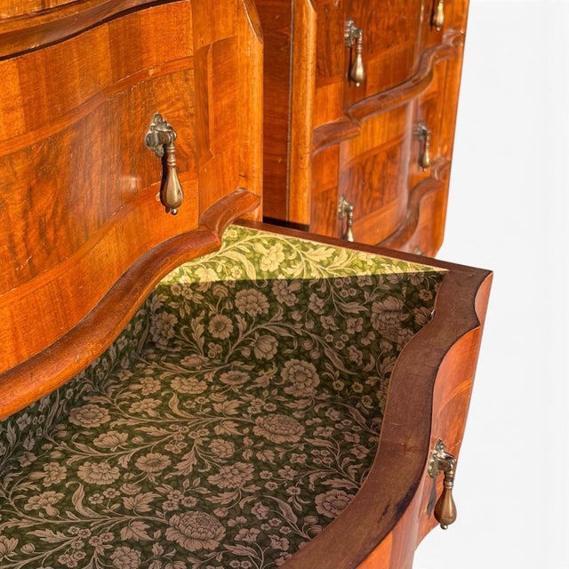 Wood Pair of Burl Walnut Serpentine Chests For Sale - Image 7 of 9